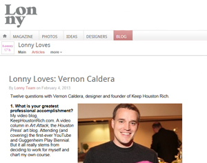 Lonny Loves: Vernon Caldera
